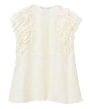 YECCA VECCA ラッフルVネックブラウス Black