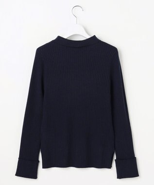 ANY SIS S CICA加工 襟デザイン ニット ネイビー