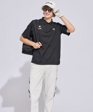 PW CIRCULUS 【MEN】ミニワッフル鹿の子ポロ ゴルフ ブラック系