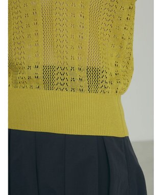 Green Parks ａ．透かし柄ニットプルオーバー Lime Green