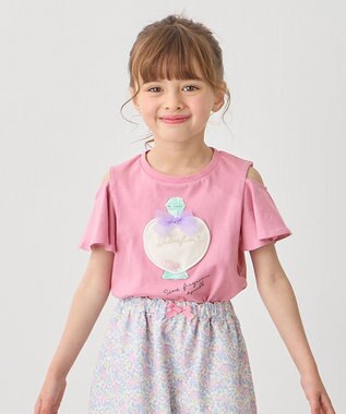 ANY KIDS 接触冷感 しろくま オフショルダー Tシャツ
