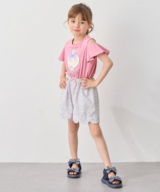 ANY KIDS 接触冷感 しろくま オフショルダー Tシャツ ピンク×パフューム