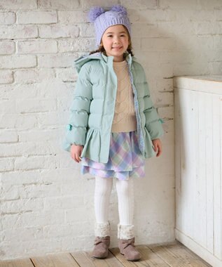 ANY KIDS 【洗濯機OK】中綿リボンコート ミント