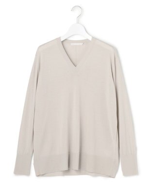 ICB L 【洗える】コンパクトファインウール Vネックニット トープ系