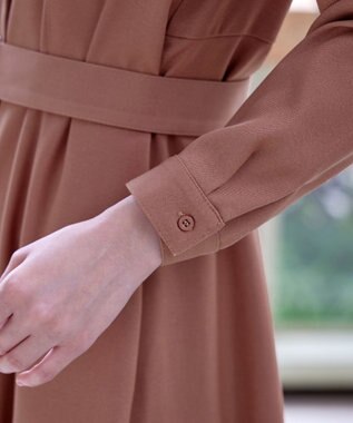 Tiaclasse 【洗える】ベルト付きスキッパーシャツワンピース ピンク