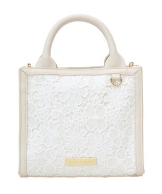 Maison de FLEUR フラワーレース2Wayスクエアトートバッグ Ivory