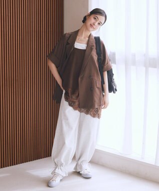 earth music&ecology 【一部WEB限定】レーストリムキャミソール Brown