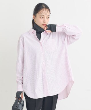 earth music&ecology スタンダードシャツ Stripe Pink