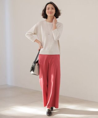 J.PRESS LADIES L 【WEB限定・人気素材・セットアップ対応】セルロースリネンストレッチ ワイドストレート パンツ 【WEB限定】スカーレット系