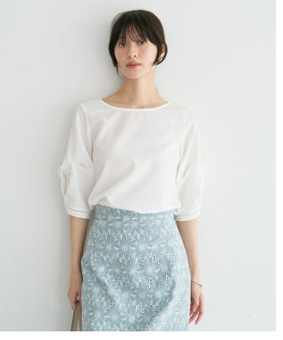 YECCA VECCA ハシゴレースタックスリーブブラウス Off White