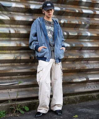 WEGO ワーカーズフードブルゾン デニム中濃加工色