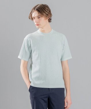 JOSEPH HOMME ドライコットンリンクス　半袖ニット スカイブルー系