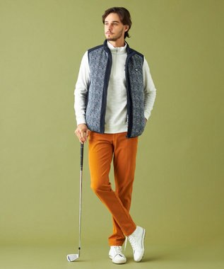 23区GOLF 【MEN】【吸湿発熱】クラブ柄 ハーフジップ ホワイト系