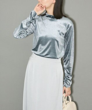 Green Parks ラインストーンハイネックトップス Blue