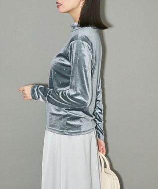 Green Parks ラインストーンハイネックトップス Blue