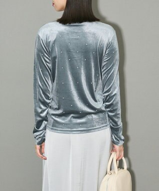 Green Parks ラインストーンハイネックトップス Blue
