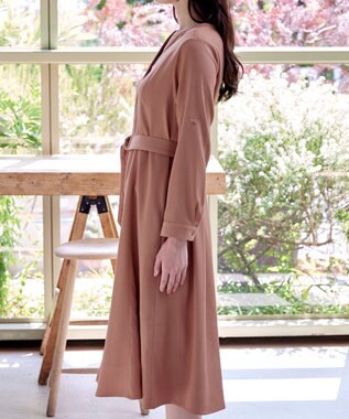 Tiaclasse 【洗える】ベルト付きスキッパーシャツワンピース ピンク