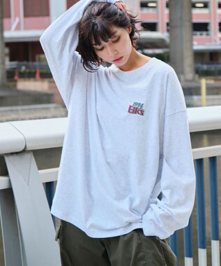 WEGO 【ユニセックス着用ITEM】サークルロゴBIG　T（LS） ライトグレー