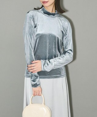 Green Parks ラインストーンハイネックトップス Blue