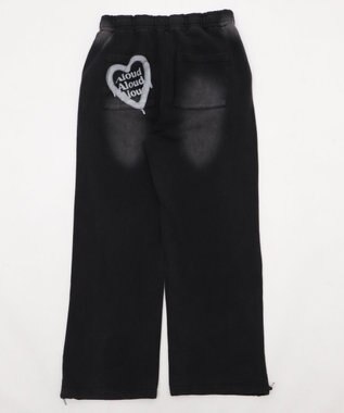WEGO 【ウエストゴム/らくらくパンツ】アシッドウォッシュグラフィックスウェットパンツ ブラックその他