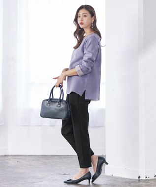 Tiaclasse L 【洗える】ダブルフェイスニットトップス ラベンダー