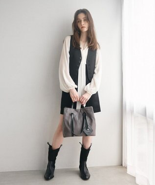 TOPKAPI 【TREASURE TOPKAPI】ナイロン レザー ハンドル A4 トートバッグ チャコールグレー