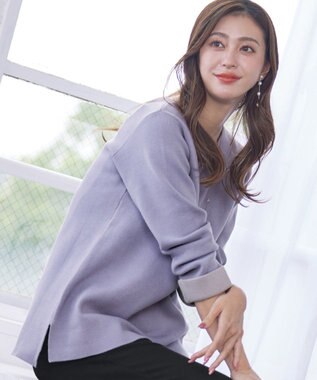 Tiaclasse 【洗える】ダブルフェイスニットトップス ラベンダー