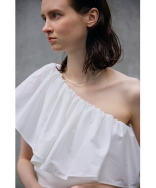 NAVE 【Nave・洗える/撥水/ストレッチ素材】ライトタフタ ワンショルダーブラウス ホワイト系