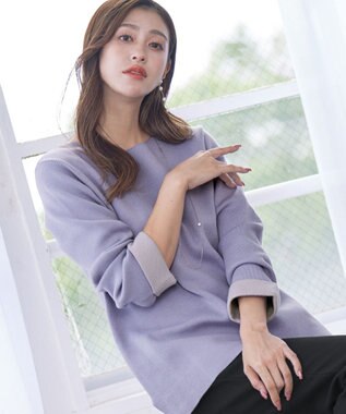 Tiaclasse 【洗える】ダブルフェイスニットトップス ラベンダー
