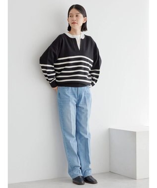 AMERICAN HOLIC バイパチスキッパーニットプルオーバー Border Black