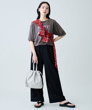 ANY シアーチェックシャツ レッド系