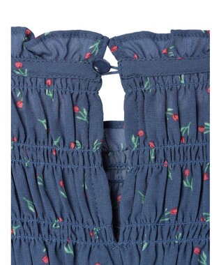 earth music&ecology 花柄パフスリシャーリングブラウス Navy