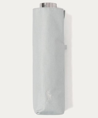 MOONBAT 【WEB限定/ 遮光率100％/遮熱/UV】POLO RALPH LAUREN（ポロ ラルフローレン）晴雨兼用日傘 ワンポイント ポロポニー シャンブレー 無地 折りたたみ傘 グレー