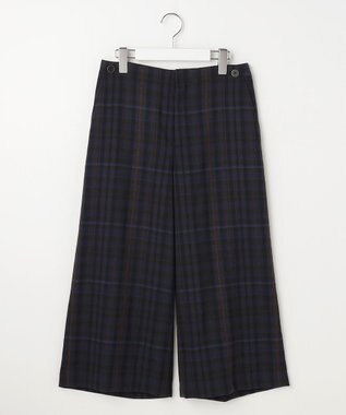 J.PRESS LADIES S milledタータンラメチェック クロップド パンツ ネイビー系