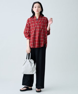 ANY シアーチェックシャツ レッド系