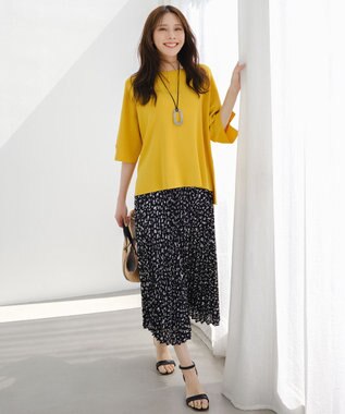 ANY SIS 【アイスタッチ】ボートネックニット プルオーバー マリーゴールド