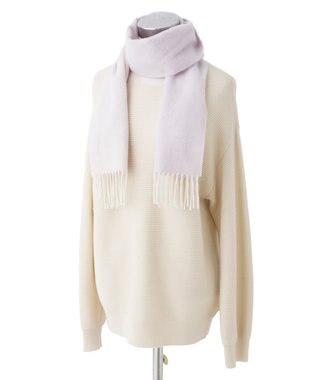 MOONBAT FURLA カシミヤ100%リバーシブルプチマフラー/幅20cm ライトパープル