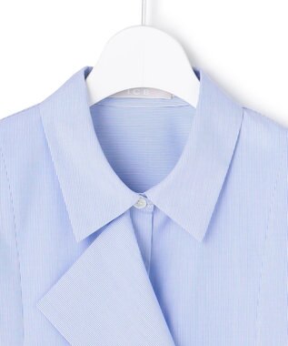 ICB 【先行予約】クリーンブロード ライダース風 クロップドシャツ ブルーストライプ