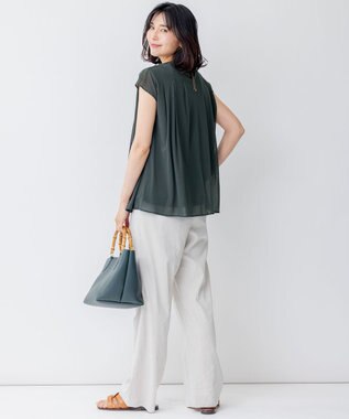 23区 【洗える】チュールコンビジャージー シアー カットソー カーキ系