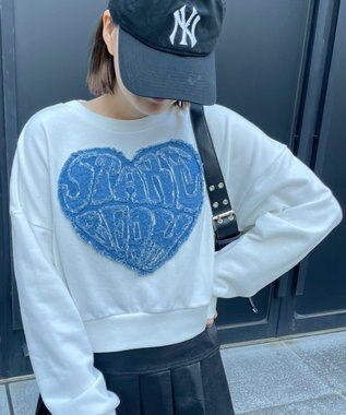 WEGO デニムワッペンプルオーバー ホワイト