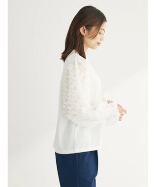 Green Parks 袖ジャガードドッキングプルオーバー Off White