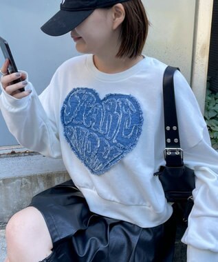 WEGO デニムワッペンプルオーバー ホワイト