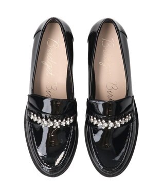 Bridget Birkin 【Bridget Birkin】ラインストーンローファー ブラックエナメル