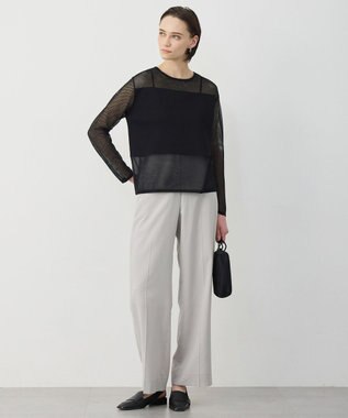 ICB L パネルパターンメッシュ ニットプルオーバー ブラック