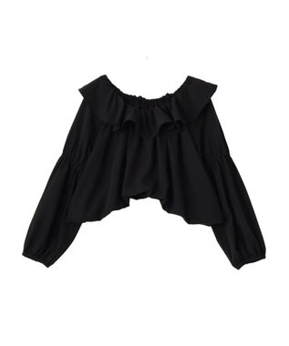 earth music&ecology 2wayオフショルバルーンヘムフリルブラウス Black