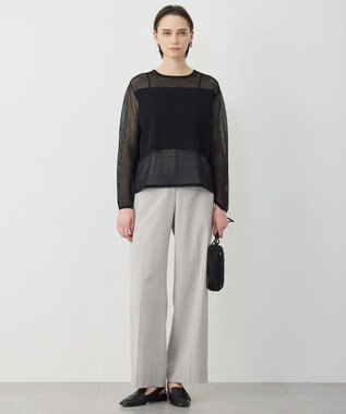 ICB L パネルパターンメッシュ ニットプルオーバー ブラック