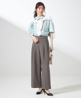 ANY SIS 【洗える】ペタルスリーブ シャツ ミントストライプ