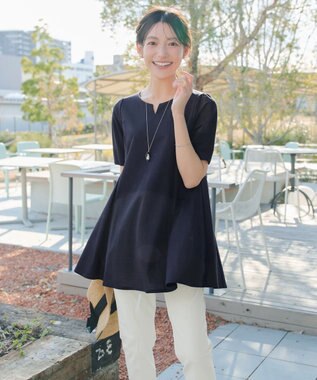 Tiaclasse 【おのののかさん着用 】「冷凛（ひやりん）」カノコバックフレアカットソー ネイビー