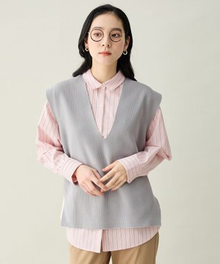 ANY L Vネックニットベスト ライトグレー