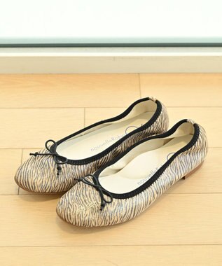 nouvelleRobe Oū 【本革・高反発】Round ラウンドトゥ ゼブラ柄バレエシューズ ライトベージュ